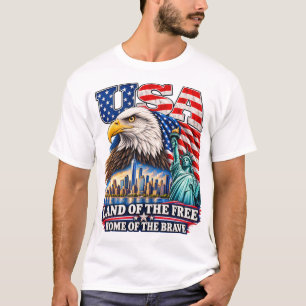Patriotic USA Eagle Statue of Liberty Freedom Art T-Shirt
