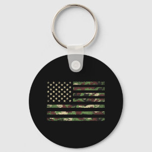 Patriotic Usa Flag 4th Of July Camo American Flag  Keychain