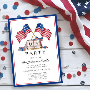 Patriotic USA Flag 4th Of July Invitation