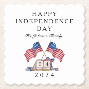 Patriotic USA Flag 4th Of July Paper Coaster