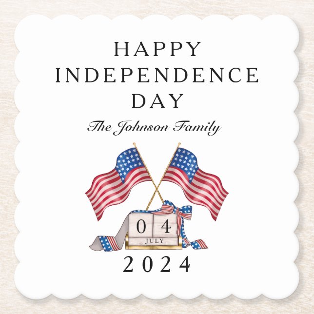 Patriotic USA Flag 4th Of July Paper Coaster (Front)