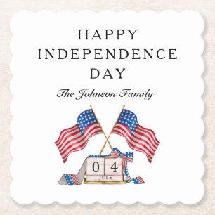 Patriotic USA Flag 4th Of July Paper Coaster
