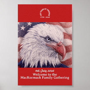 Patriotic USA Flag America 250 Years 1776 2026 Poster