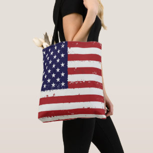 Patriotic USA Flag - American Flag - Distressed Tote Bag