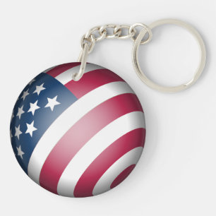Patriotic USA Flag and Map Globe Art Keychain