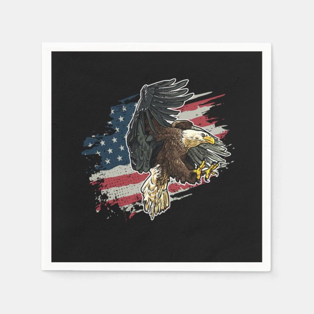 Patriotic USA Flag Bald Eagle Napkin (Front)