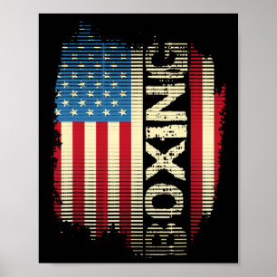 Patriotic Usa Flag Boxing Kickboxing Kickboxer Gym Poster