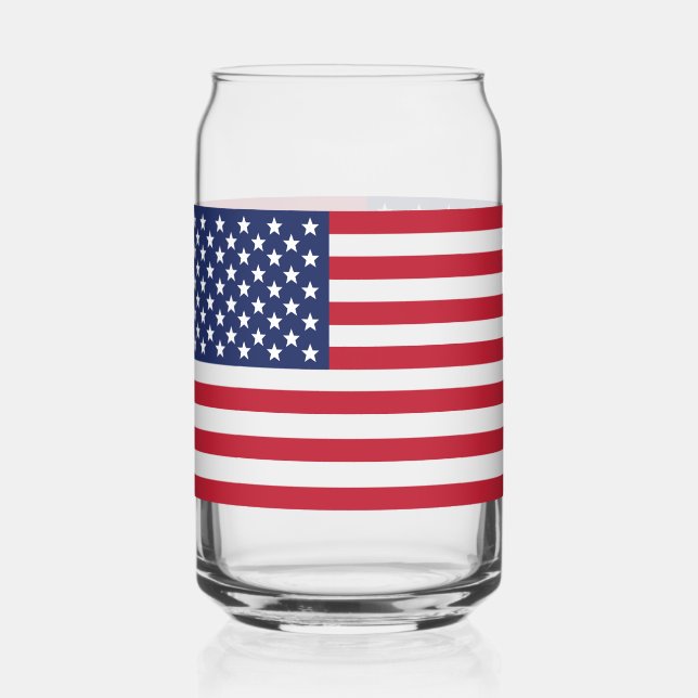Patriotic USA Flag Can Glass – American Pride (Front)