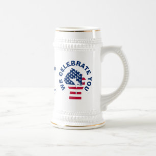 Patriotic USA Flag CELEBRATE BEST DAD EVER Beer Stein