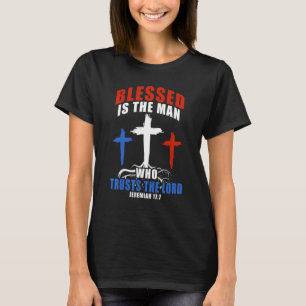 Patriotic USA Flag Cross Bible Verse Christian T-Shirt