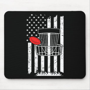Patriotic Usa Flag Disc Golf Frolf Women Kids Men Mouse Pad