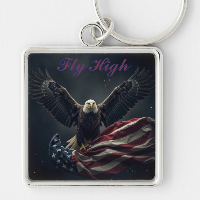 Patriotic USA Flag Eagle Keychain (Front)
