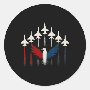 Patriotic Usa Flag Fighter Jets 4th Of July Eagle  Classic Round Sticker