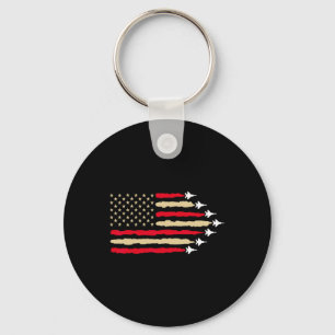 Patriotic Usa Flag Fighter Jets Airplane 4th Of Ju Keychain