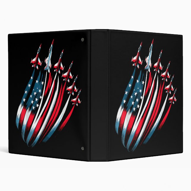 Patriotic USA Flag Fighter Jets Boys 4th of July  Binder (Background)