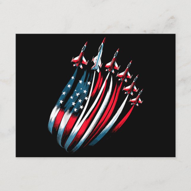 Patriotic USA Flag Fighter Jets Boys 4th of July Enclosure Card (Front)
