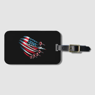 Patriotic USA Flag Fighter Jets Boys 4th of July Luggage Tag