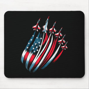 Patriotic USA Flag Fighter Jets Boys 4th of July  Mouse Pad