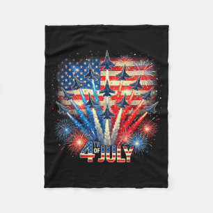 Patriotic usa flag fighter jets funny 4th of july fleece blanket