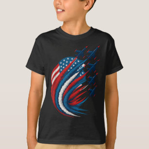 Patriotic Usa Flag Fighter Jets Kids Girls Boys 4t T-Shirt