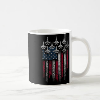 Patriotic Usa Flag Fighter Jets Lover 4th Of July  Coffee Mug