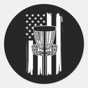 Patriotic Usa Flag Frisbee Golf Player Disc Golf _ Classic Round Sticker