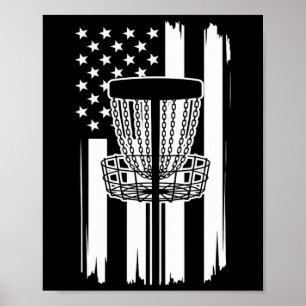 Patriotic Usa Flag Frisbee Golf Player Disc Golf _ Poster