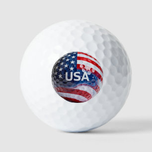 Patriotic USA Flag Golf Ball Macro American Flag