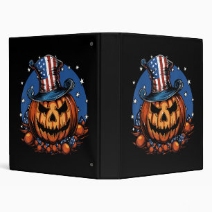 Patriotic USA Flag Halloween Pumpkin Women, Men Binder