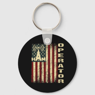 Patriotic Usa Flag Ham Radio Amateur Radio Operato Keychain