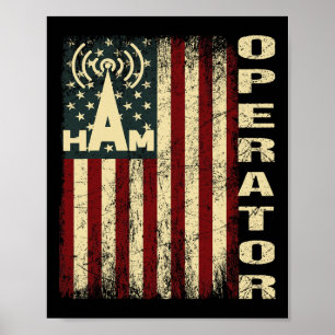 Patriotic Usa Flag Ham Radio Amateur Radio Operato Poster