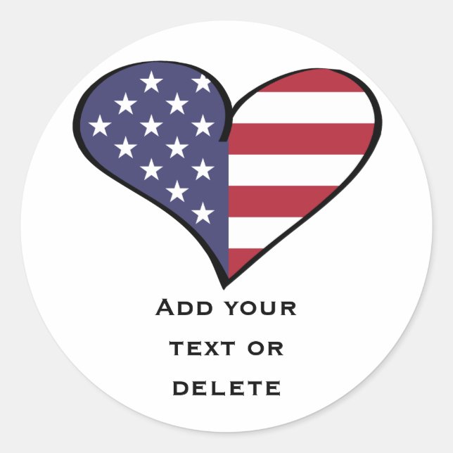 Patriotic USA Flag Heart Custom Party Favours Classic Round Sticker (Front)