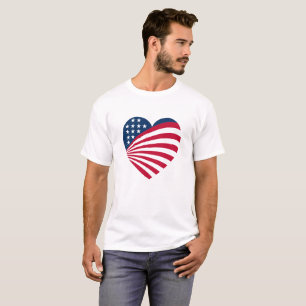 Patriotic USA Flag Heart  T-Shirt