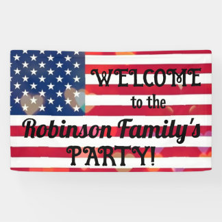 Patriotic USA Flag hearts with calligraphy text Banner