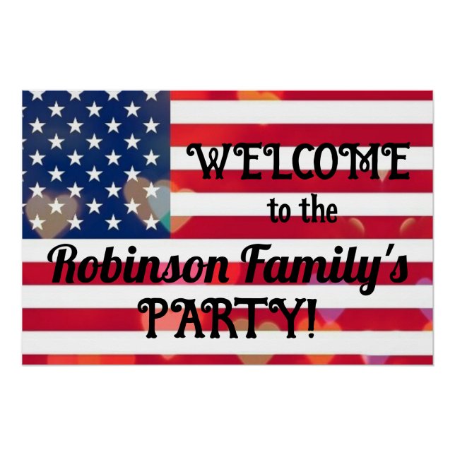 Patriotic USA Flag hearts with calligraphy text  Poster (Front)