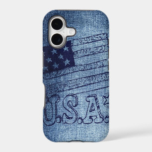 Patriotic USA Flag in Denim Blue
