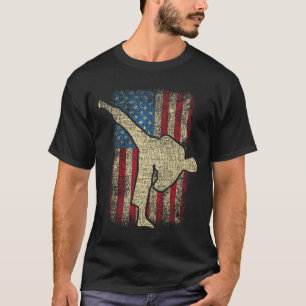 Patriotic Usa Flag Karate Taekwondo Mixed Martial T-Shirt