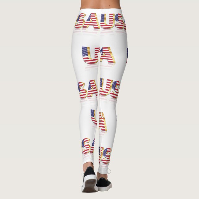 Patriotic USA Flag Leggings (Back)