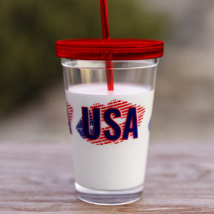 Patriotic USA Flag Lipstick Kiss Acrylic Tumbler