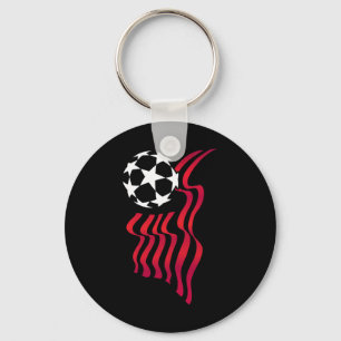 Patriotic Usa Flag Soccer Lover For Women Kids Men Keychain