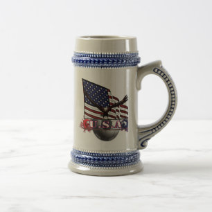 Patriotic USA flag & Soccer with Eagle Beer Stein