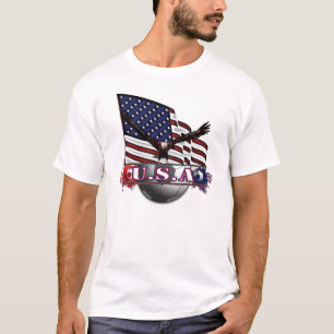 Patriotic USA flag & Soccer with Eagle T-Shirt