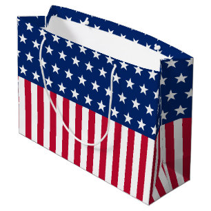 Patriotic USA Flag Stars & Stripes Red white Blue Large Gift Bag