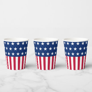Patriotic USA Flag Stars & Stripes Red white Blue Paper Cups