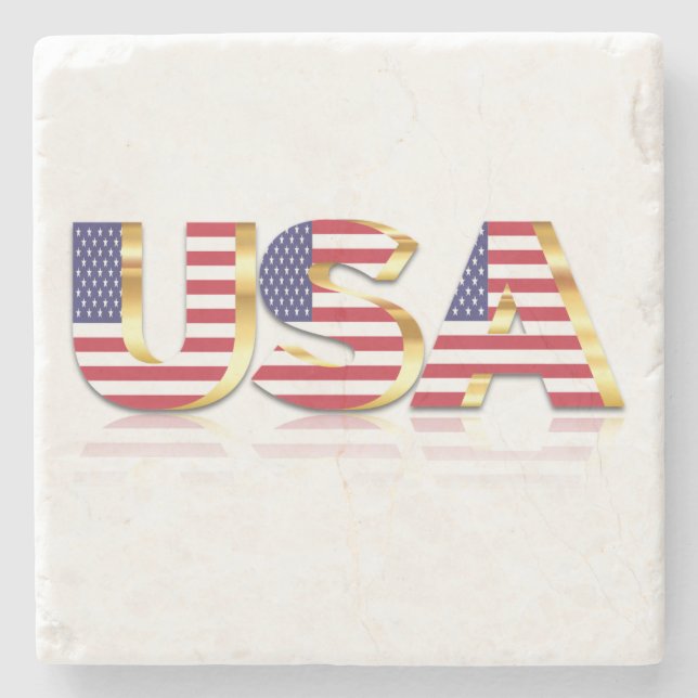 Patriotic USA Flag Stone Coaster (Front)