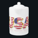Patriotic USA Flag Teapot<br><div class="desc">USA Flag Teapots - United States of America - American Flag - Patriotic - Independence Day - July 4th - Customizable - Choose / Add Your Unique Text / Colour / Image - Make Your Special Teapot Gift - Resize and move or remove and add elements / image with Customization...</div>