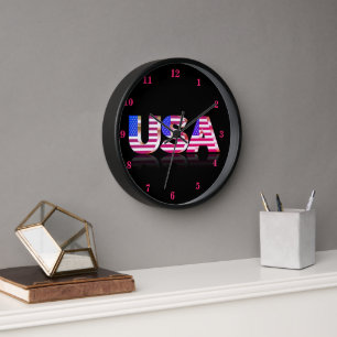 Patriotic USA Flag Wall Clock