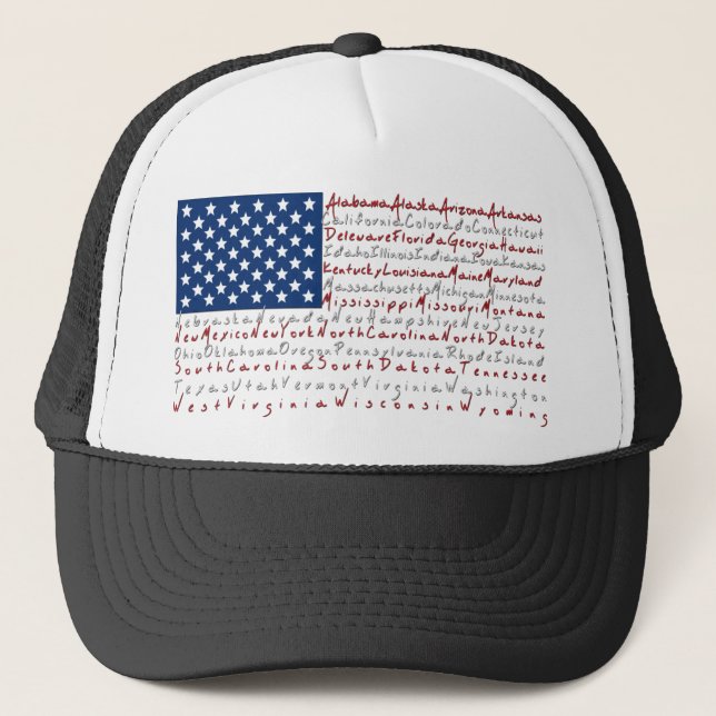 Patriotic USA Flag  With all 50 States Hat (Front)