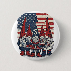 Patriotic USA Gnome Trio Vintage Vector Design_1 2 Inch Round Button