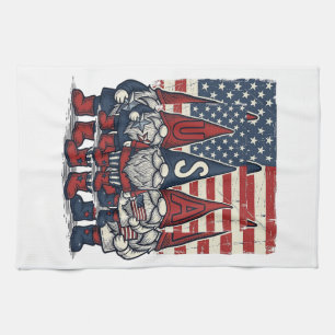 Patriotic USA Gnome Trio Vintage Vector Design_1 Kitchen Towel